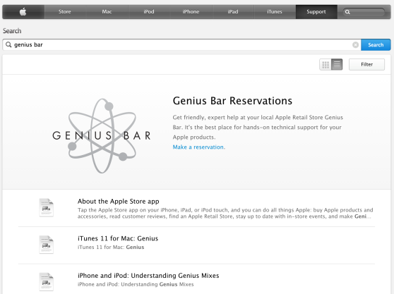 Genius Bar Search Results 